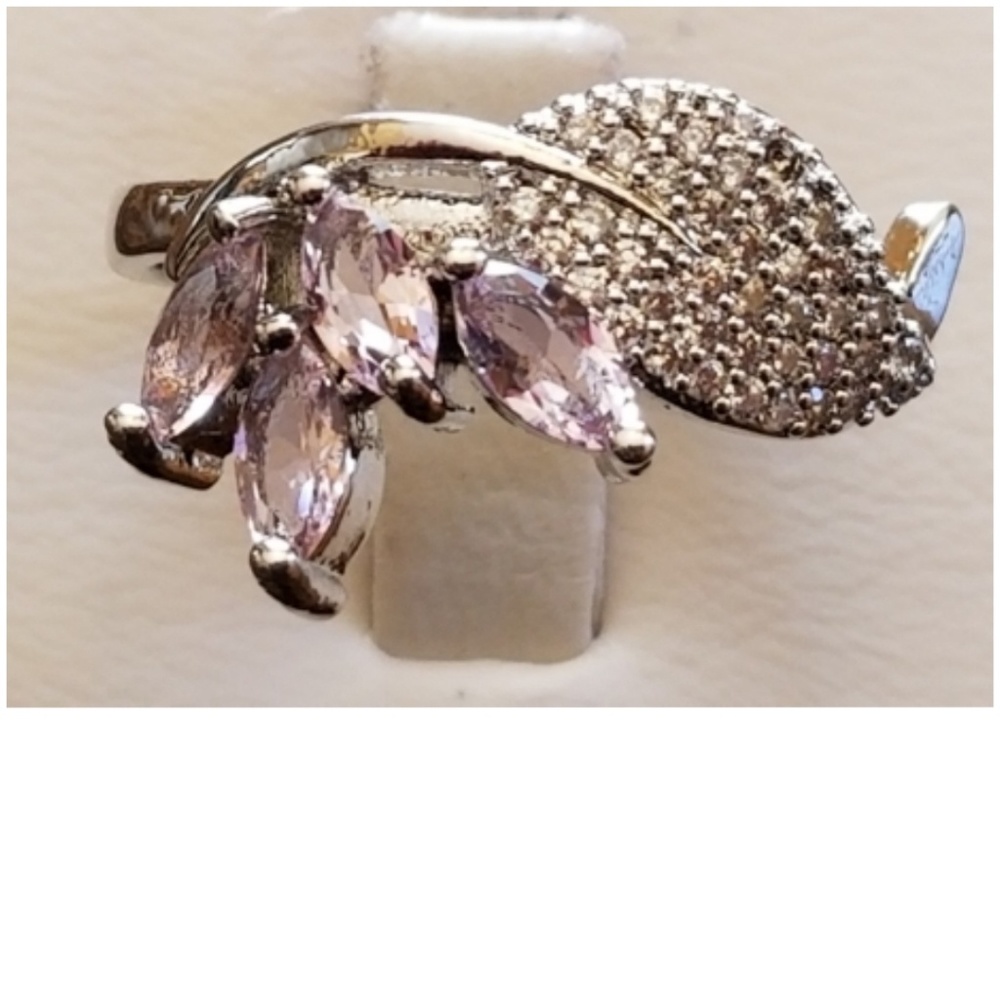 Genuine 2ct Kunzite & White Sapphires Ring Size 8